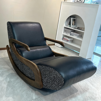 Timeless Retro Lounge Chair - Sturdy Genuine Leather Backrest Armrest For Bedroom