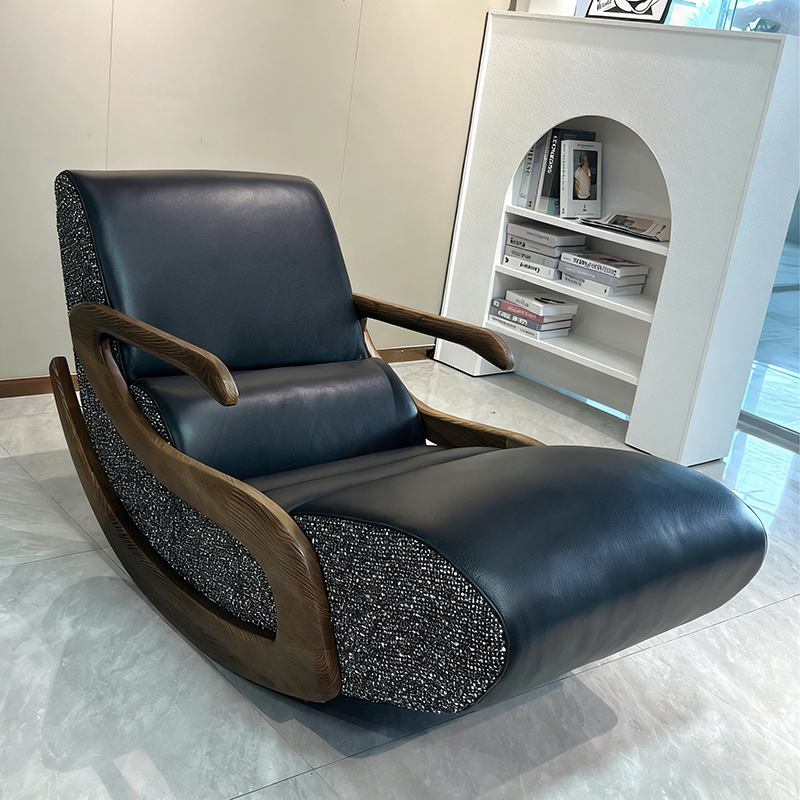 Timeless Retro Lounge Chair - Sturdy Genuine Leather Backrest Armrest For Bedroom