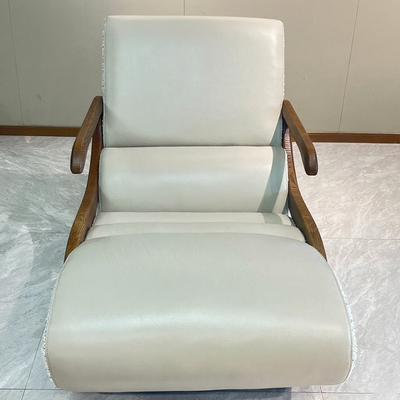 Timeless Retro Lounge Chair - Sturdy Genuine Leather Backrest Armrest For Bedroom
