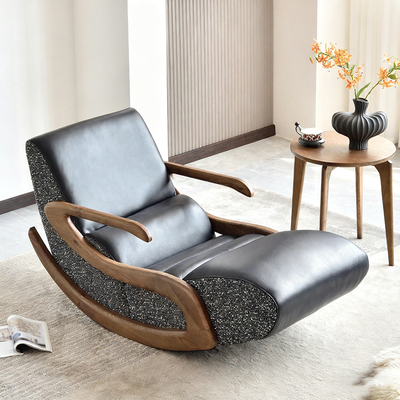 Timeless Retro Lounge Chair - Sturdy Genuine Leather Backrest Armrest For Bedroom
