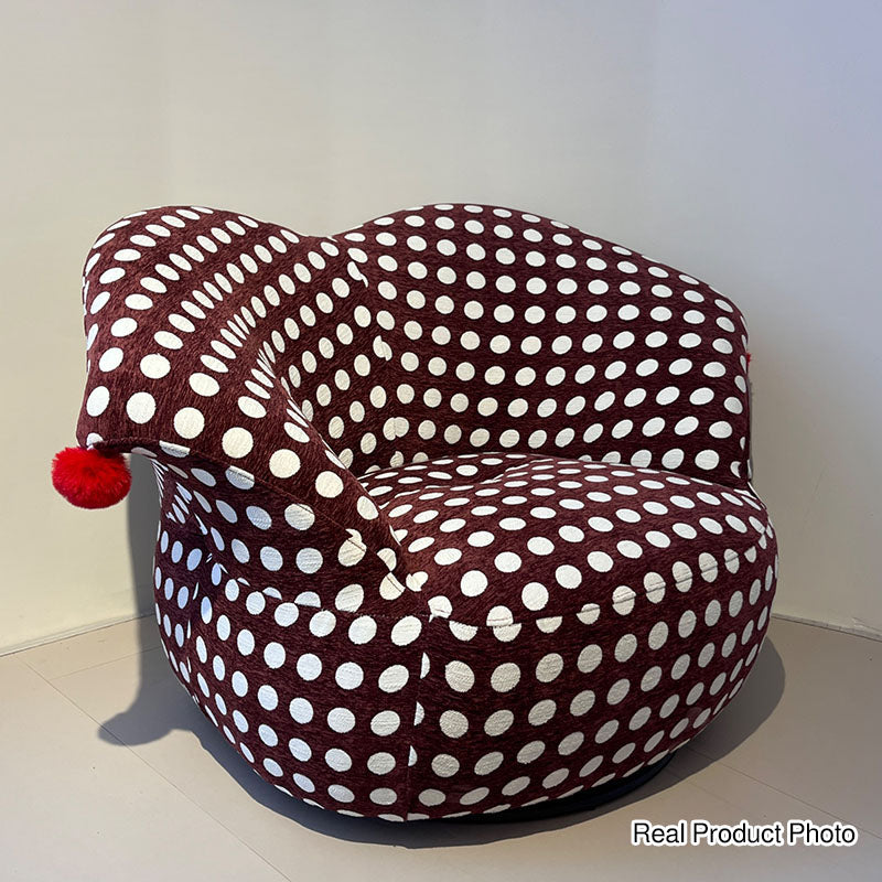 Nordic Heart Shaped Swivel Accent Chair - Friendly Fabric Lazy Lounge Chair For Living Room &amp; Bedroom