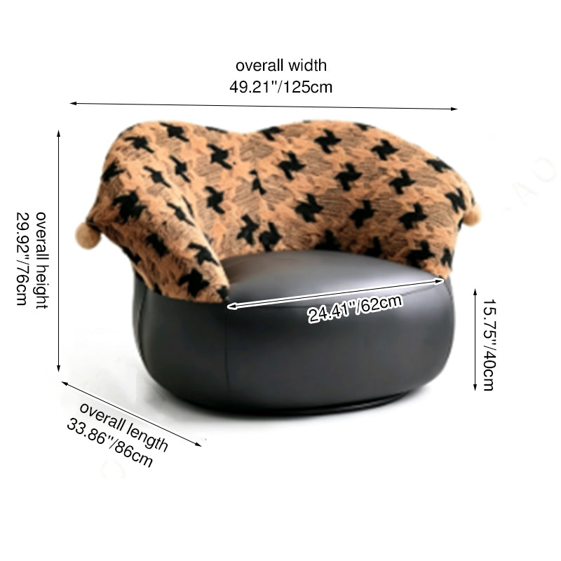 Nordic Heart Shaped Swivel Accent Chair - Friendly Fabric Lazy Lounge Chair For Living Room &amp; Bedroom