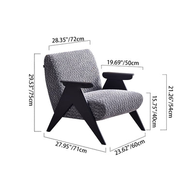 Traditional Comfortable Lounge Armchair - Solid Oak Frame With Special Fiber Upholstery Accent Chair For Living Room
