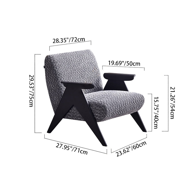 Traditional Comfortable Lounge Armchair - Solid Oak Frame With Special Fiber Upholstery Accent Chair For Living Room