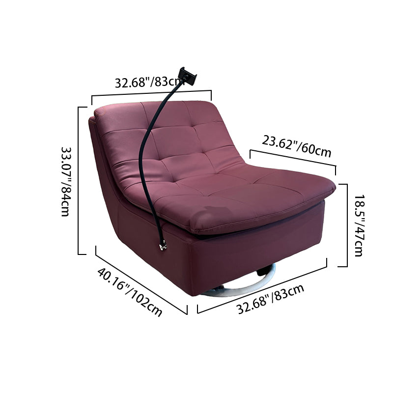 Contemporary Full Eco Leather Armchair With Solid Wood Frame - 360° Swivel Accent Chair For Living Room