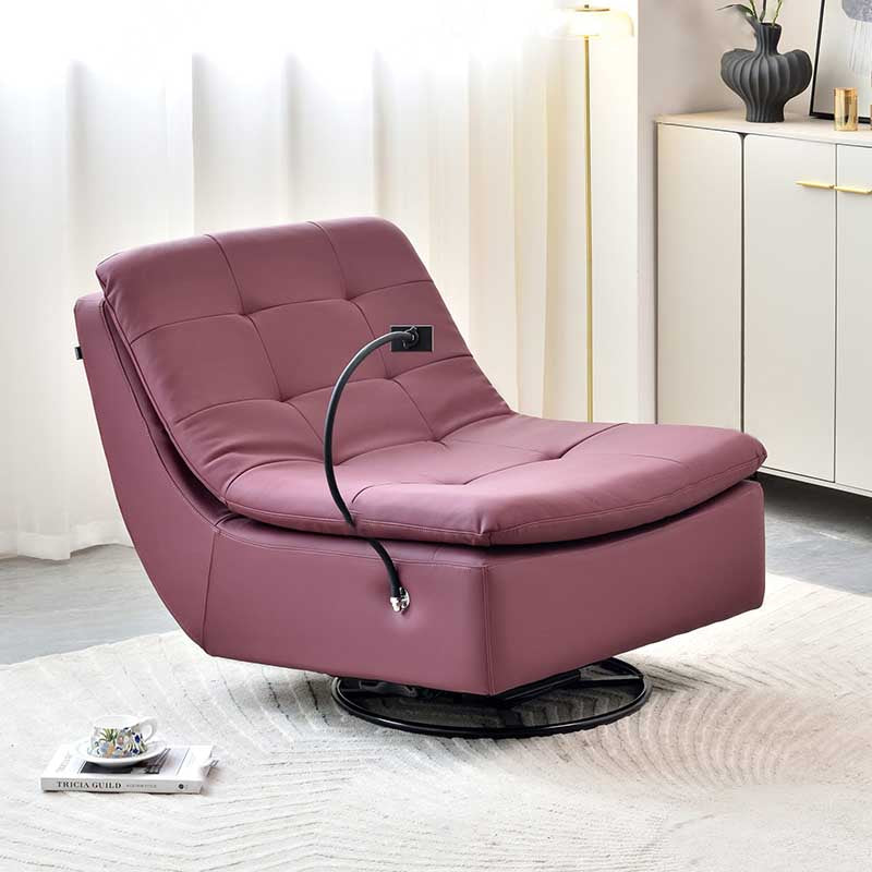 Contemporary Full Eco Leather Armchair With Solid Wood Frame - 360° Swivel Accent Chair For Living Room