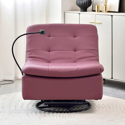 Contemporary Full Eco Leather Armchair With Solid Wood Frame - 360° Swivel Accent Chair For Living Room
