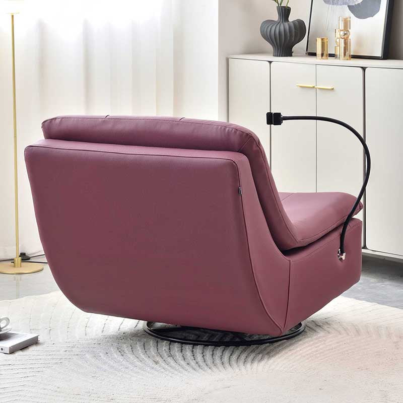 Contemporary Full Eco Leather Armchair With Solid Wood Frame - 360° Swivel Accent Chair For Living Room