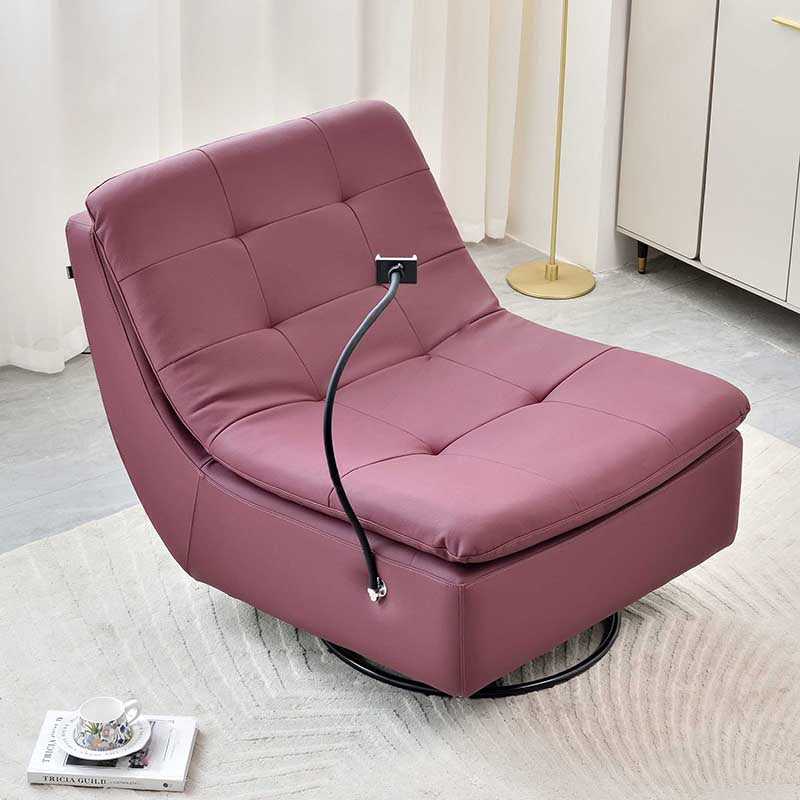 Contemporary Full Eco Leather Armchair With Solid Wood Frame - 360° Swivel Accent Chair For Living Room