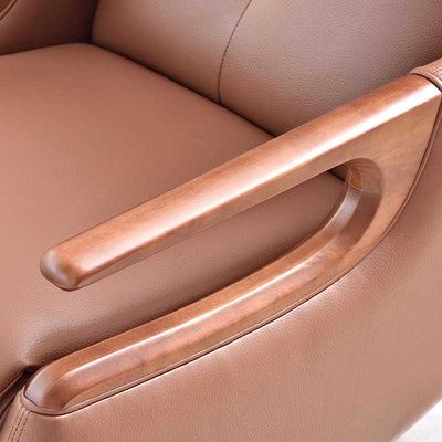 Contemporary Multi-Functional Swivel Recliner Chair - Eco Leather With Oak Armrests For Living Room
