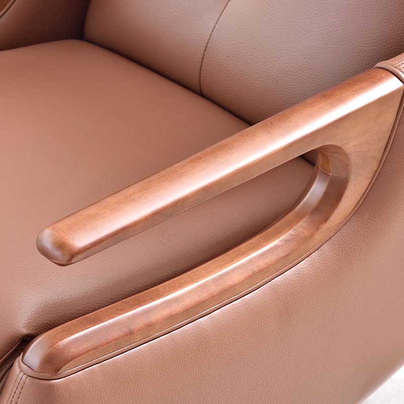 Contemporary Multi-Functional Swivel Recliner Chair - Eco Leather With Oak Armrests For Living Room