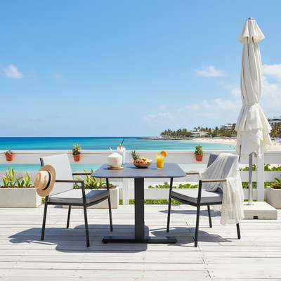 Contemporary Industrial Outdoor Coffee Table - Sleek Rectangular Durable Metal Dining Table For Patio & Backyard
