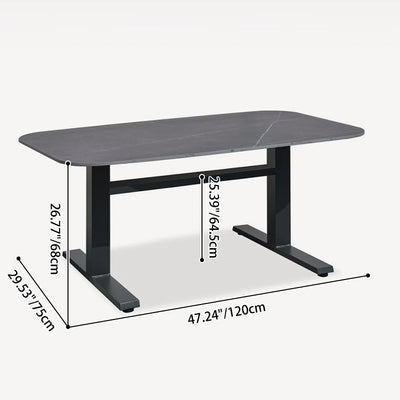 Contemporary Industrial Outdoor Coffee Table - Sleek Rectangular Durable Metal Dining Table For Patio & Backyard