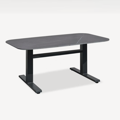 Contemporary Industrial Outdoor Coffee Table - Sleek Rectangular Durable Metal Dining Table For Patio & Backyard