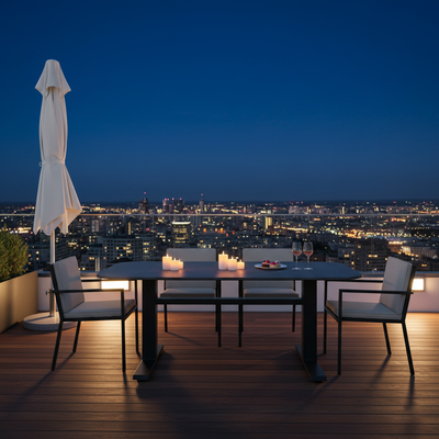 Contemporary Industrial Outdoor Coffee Table - Sleek Rectangular Durable Metal Dining Table For Patio & Backyard