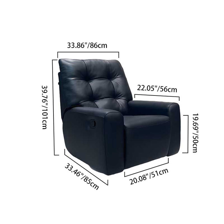 Chaise longue inclinable contemporaine en cuir écologique - fauteuil d’appoint manuel pivotant à 360° et à bascule pour salon 