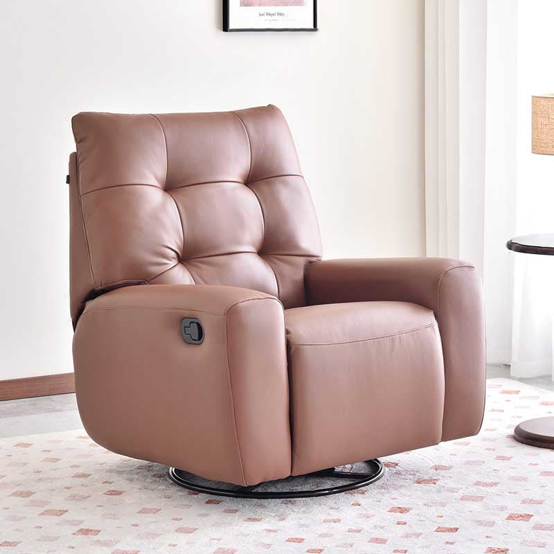 Contemporary Eco Leather Recliner Lounge Chair - 360° Swivel Manual Rocking Accent Chair For Living Room
