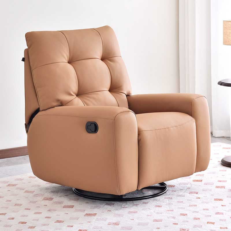 Contemporary Eco Leather Recliner Lounge Chair - 360° Swivel Manual Rocking Accent Chair For Living Room