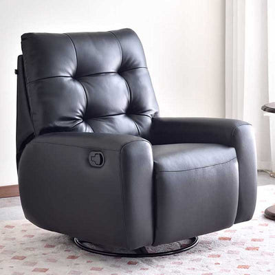 Contemporary Eco Leather Recliner Lounge Chair - 360° Swivel Manual Rocking Accent Chair For Living Room
