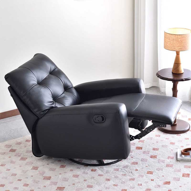 Contemporary Eco Leather Recliner Lounge Chair - 360° Swivel Manual Rocking Accent Chair For Living Room