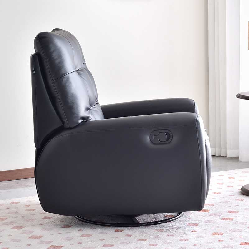 Contemporary Eco Leather Recliner Lounge Chair - 360° Swivel Manual Rocking Accent Chair For Living Room