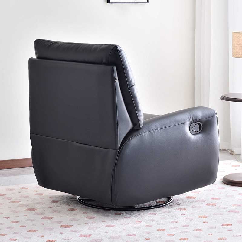Contemporary Eco Leather Recliner Lounge Chair - 360° Swivel Manual Rocking Accent Chair For Living Room
