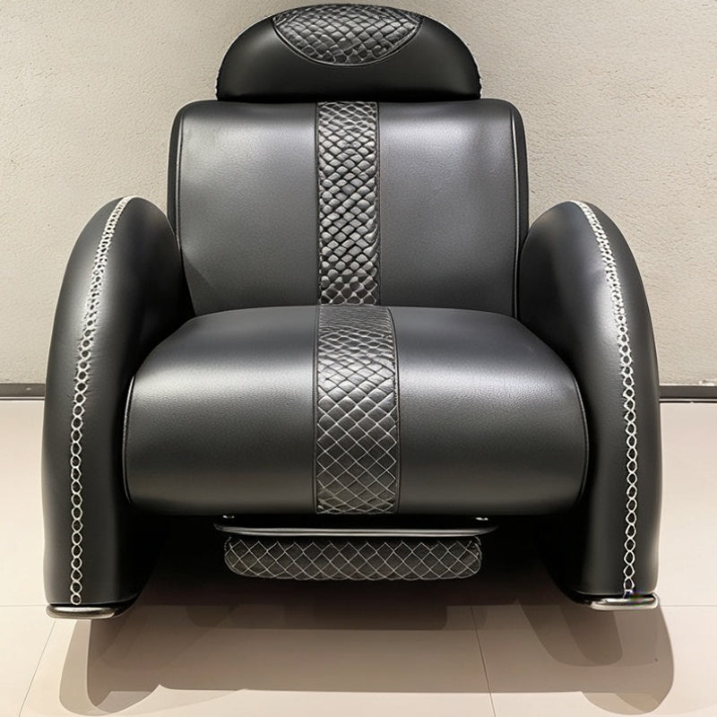 Modern Luxury Rocking Recliner Chair With Retractable Footrest - Faux Leather Or Top Grain Leather Accent Chair For Living Room &amp; Bedroom