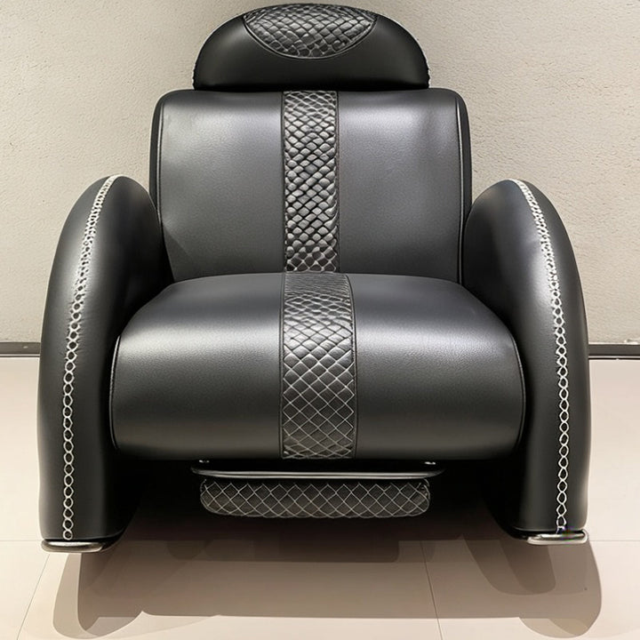 Modern Luxury Rocking Recliner Chair With Retractable Footrest - Faux Leather Or Top Grain Leather Accent Chair For Living Room &amp; Bedroom