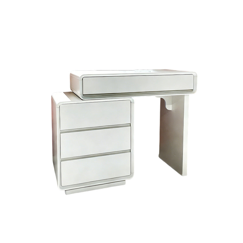 Traditional French Extendable Makeup Vanity - High-Density MDF Particle Board Dressing Table 4-Drawer For Bedroom
