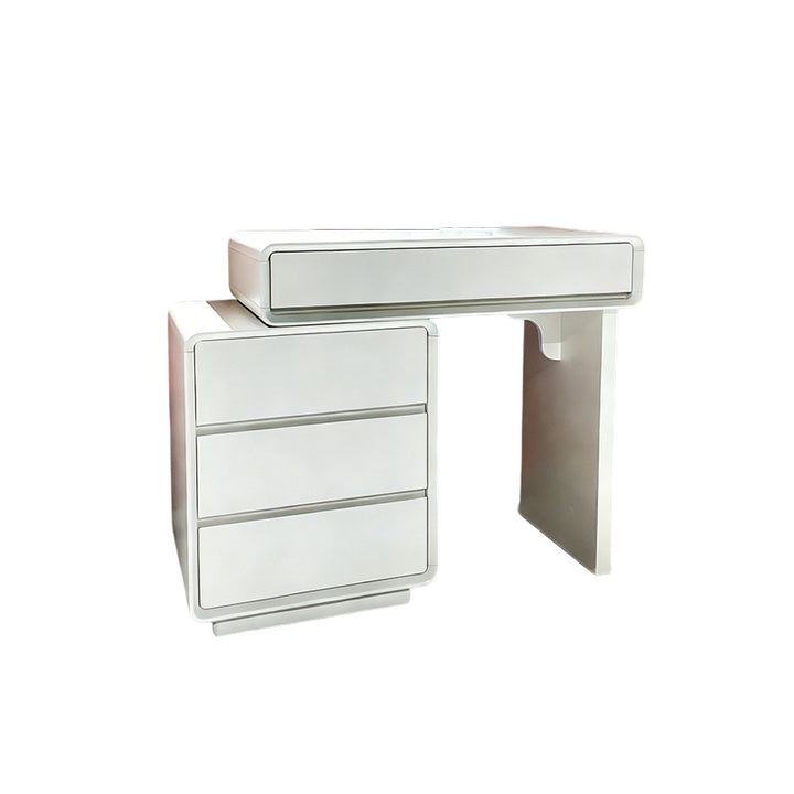 Traditional French Extendable Makeup Vanity - High-Density MDF Particle Board Dressing Table 4-Drawer For Bedroom
