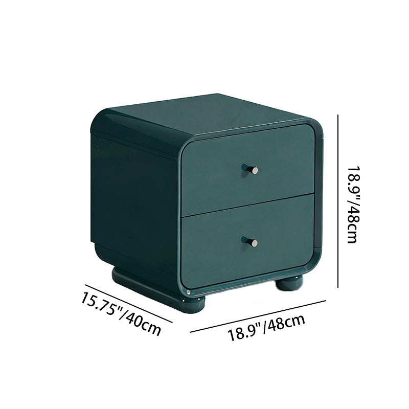 Contemporary Scandinavian Arc Edge Square Nightstand - High-Quality E0 Grade MDF 2-Drawer Bedside Table For Bedroom