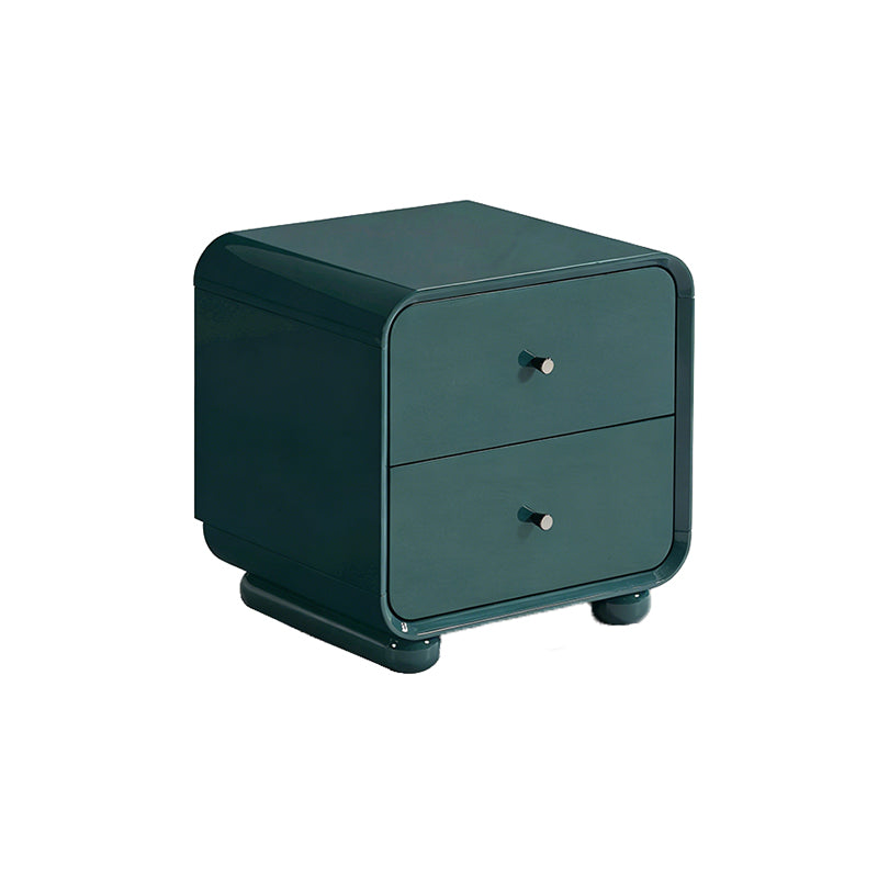 Contemporary Scandinavian Arc Edge Square Nightstand - High-Quality E0 Grade MDF 2-Drawer Bedside Table For Bedroom