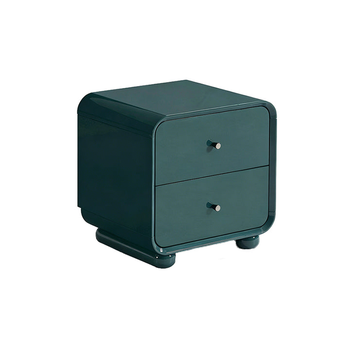 Contemporary Scandinavian Arc Edge Square Nightstand - High-Quality E0 Grade MDF 2-Drawer Bedside Table For Bedroom
