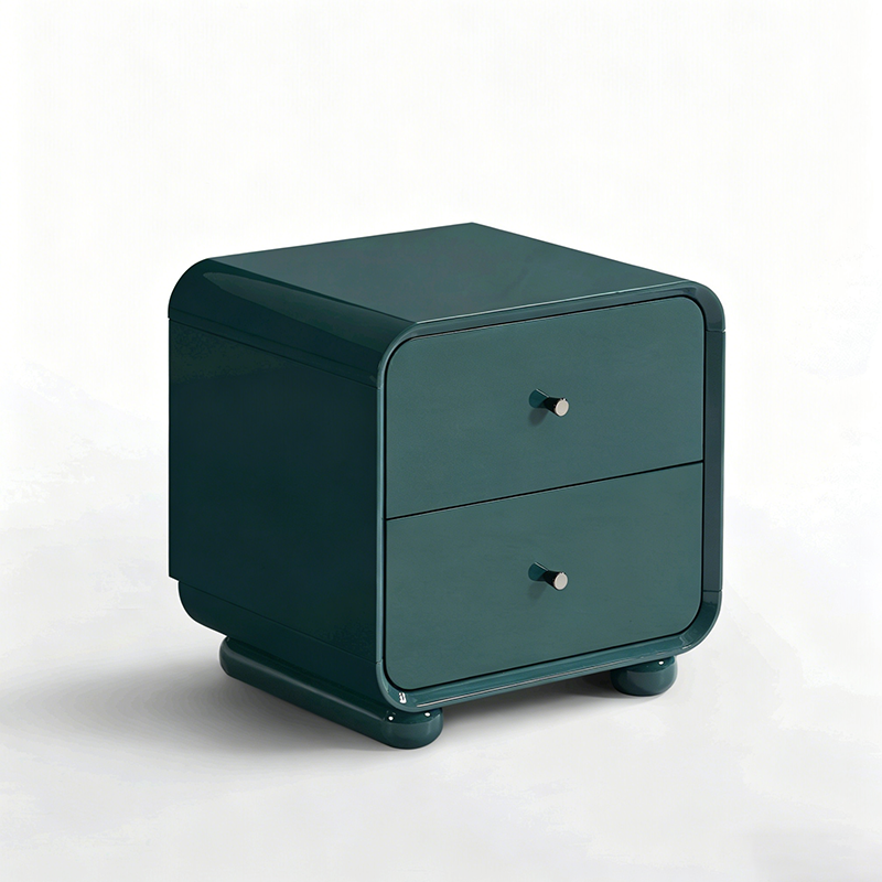 Contemporary Scandinavian Arc Edge Square Nightstand - High-Quality E0 Grade MDF 2-Drawer Bedside Table For Bedroom