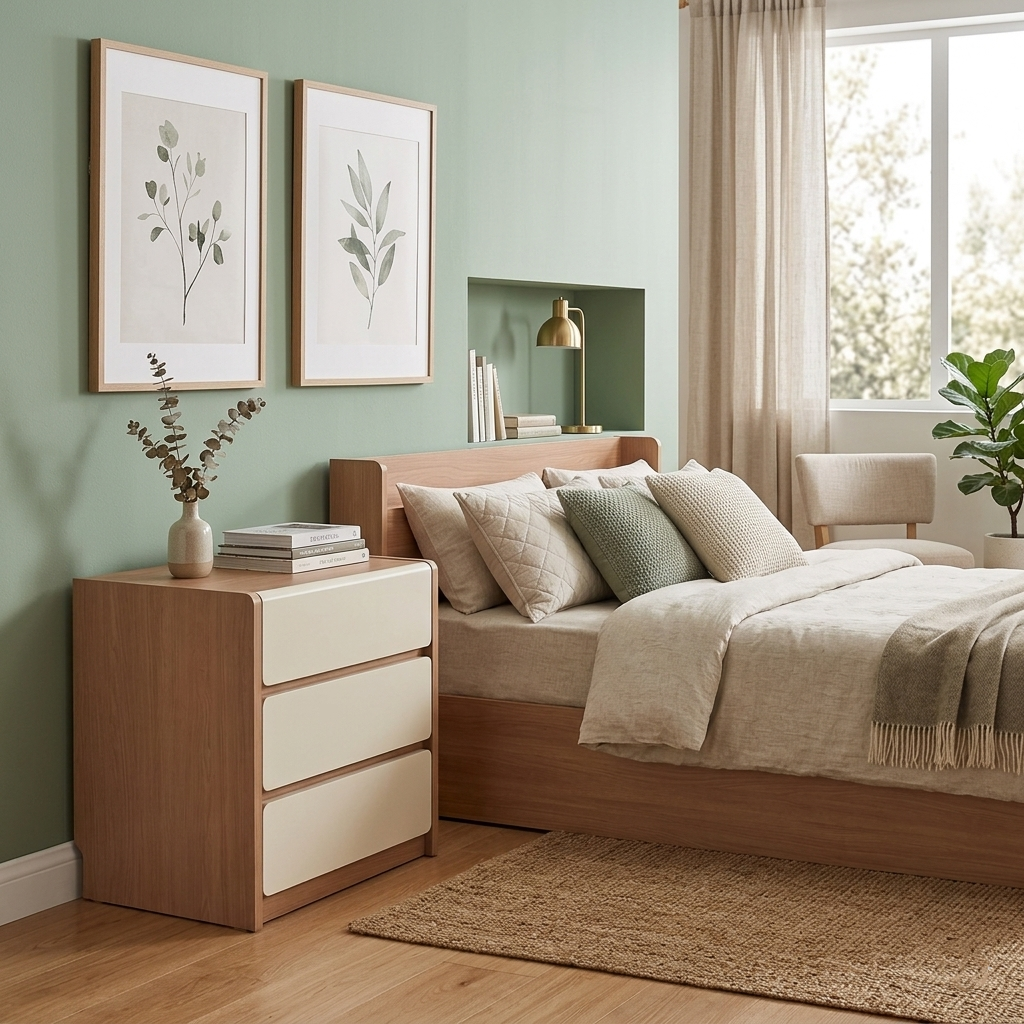 Traditional Rustic 3-Drawer Nightstand - E0 Grade MDF Drawer Bedside Table For Bedroom