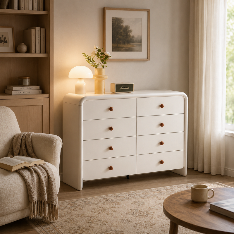 Cream Nordic 8-Drawer Dresser