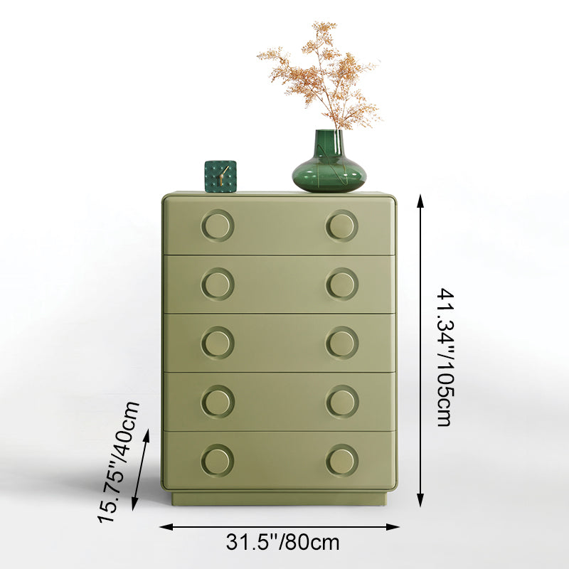 Cómoda moderna minimalista de 5 cajones - armario de almacenamiento con tirador redondo empotrado para sala de estar y dormitorio 