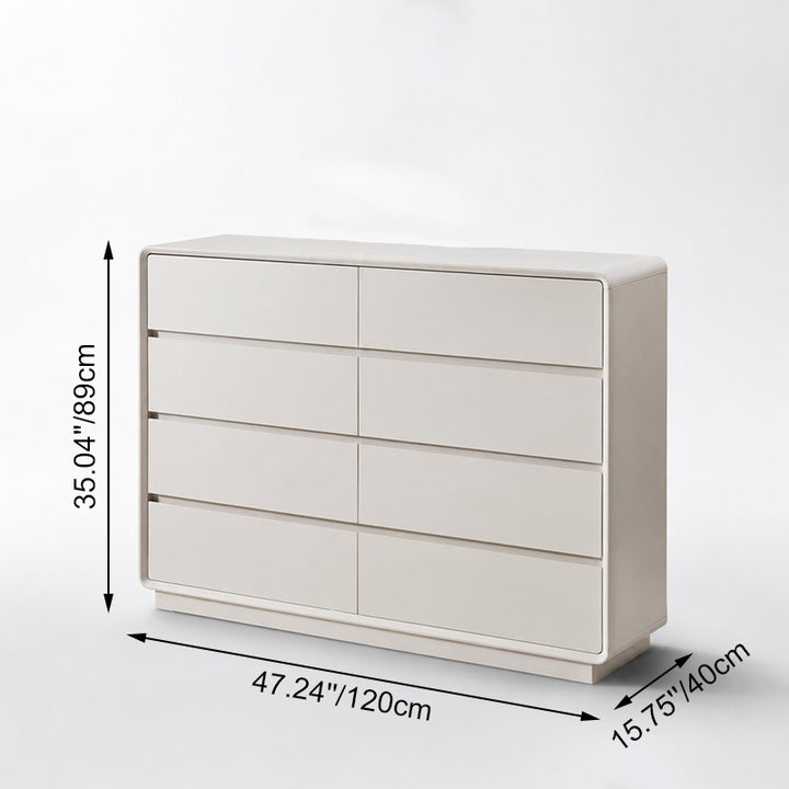 Scandinavian MDF 8-Drawer Wide Dresser - Hidden Pull Handles Storage Cabinet For Bedroom