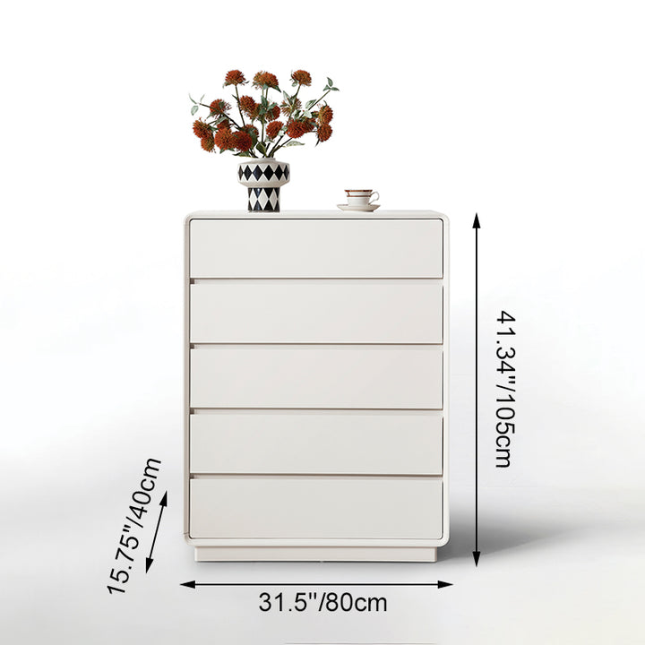 Slim Tall MDF Storage Dresser - Scandinavian 5-Drawer MDF Vertical Storage Cabinet For Bedroom