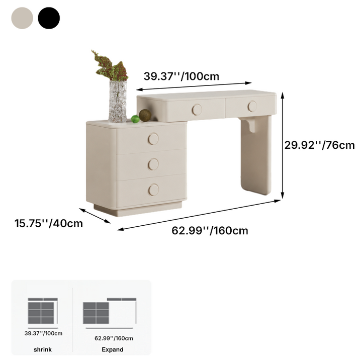 Moderner minimalistischer Schminktisch aus MDF - Frisiertisch mit abgerundetem Design und 5 Schubladen fürs Schlafzimmer 