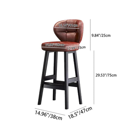 Taburete de bar contemporáneo escandinavo cuadrado de cuero de cera de aceite sintético madera maciza respaldo sin brazos para comedor 
