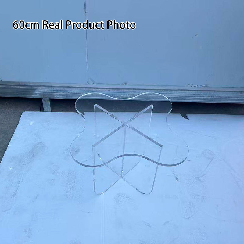 Modern Minimalist Floral Cross Base Acrylic Coffee Table For Living Room
