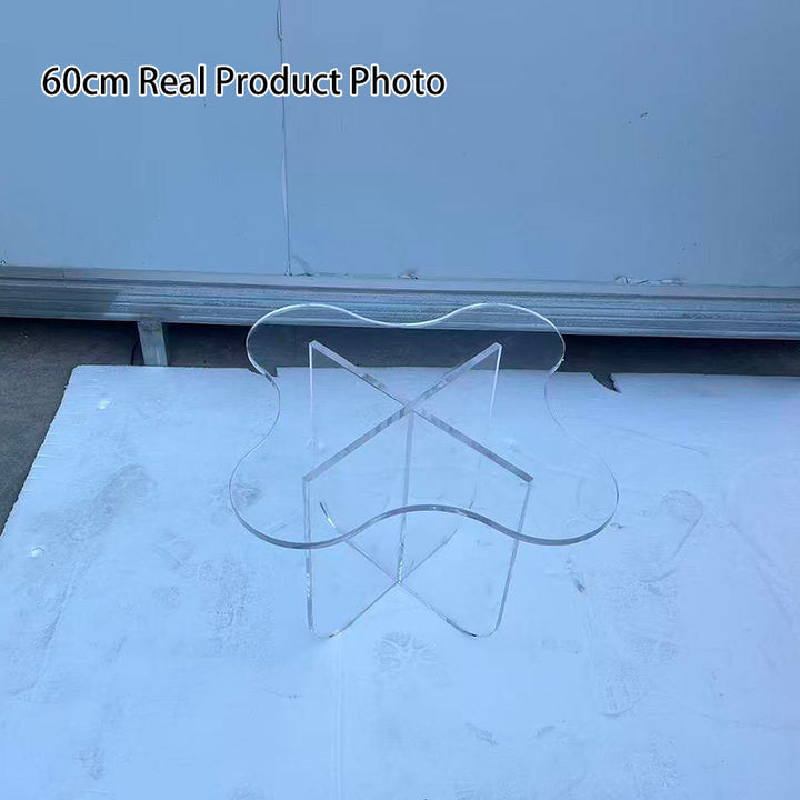 Modern Minimalist Floral Cross Base Acrylic Coffee Table For Living Room