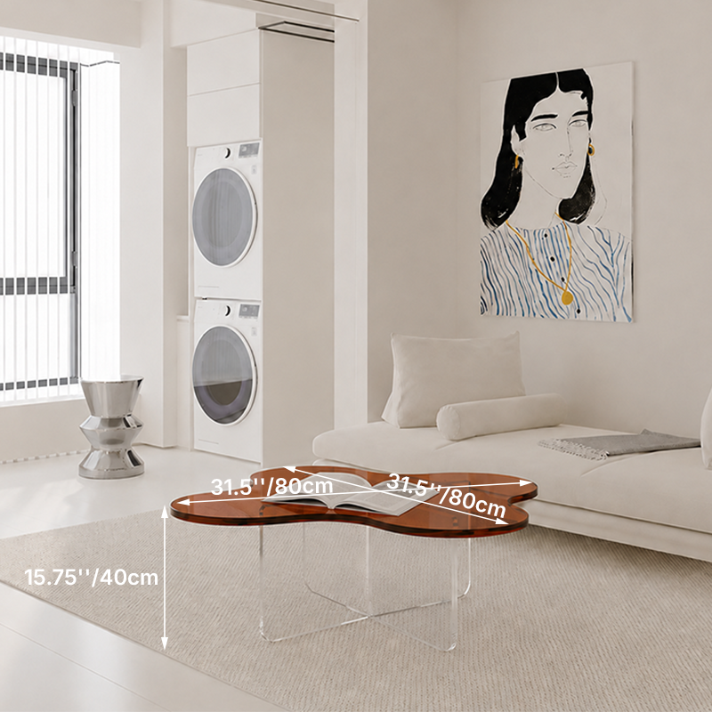 Modern Minimalist Floral Cross Base Acrylic Coffee Table For Living Room