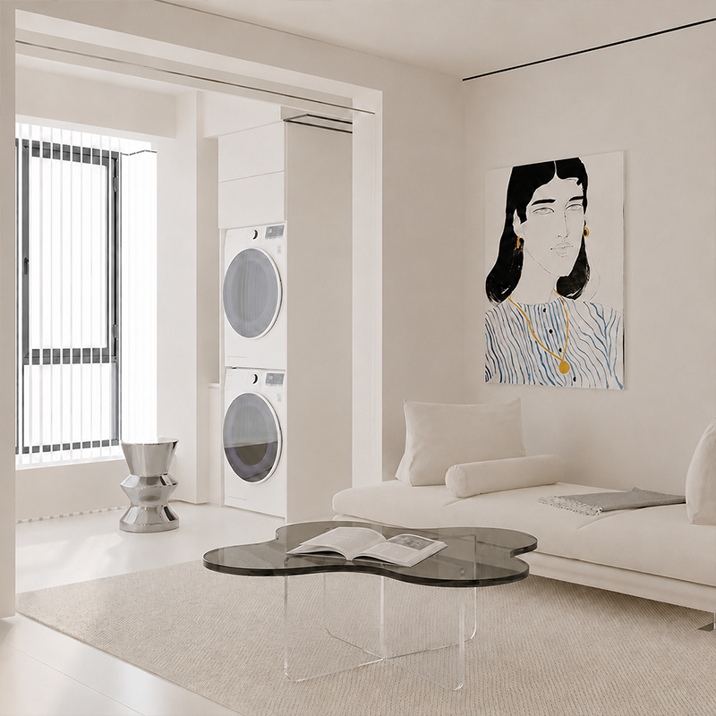 Modern Minimalist Floral Cross Base Acrylic Coffee Table For Living Room