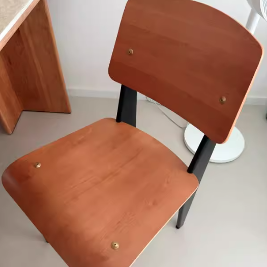 Contemporary Scandinavian Square Solid Wood Plywood Carbon Steel Chair Backrest Armless For Living Room