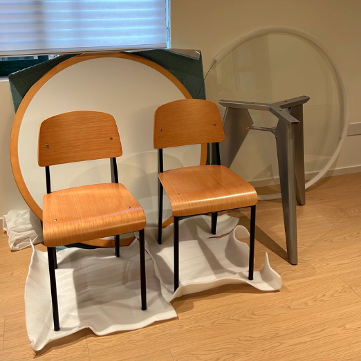 Contemporary Scandinavian Square Solid Wood Plywood Carbon Steel Chair Backrest Armless For Living Room