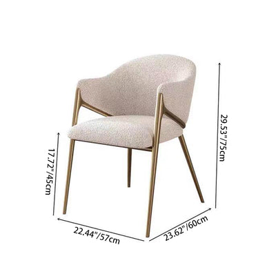 Zeitgenössischer luxuriöser runder Lammwollstuhl mit Edelstahlbeinen, Rückenlehne und Armlehne für das Esszimmer 