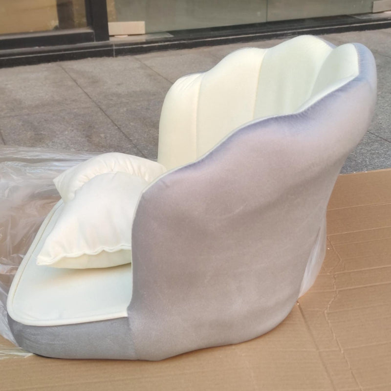 Traditional French Petal Shape Flannel Swivel Vanity Stool Backrest Armrest For Bedroom