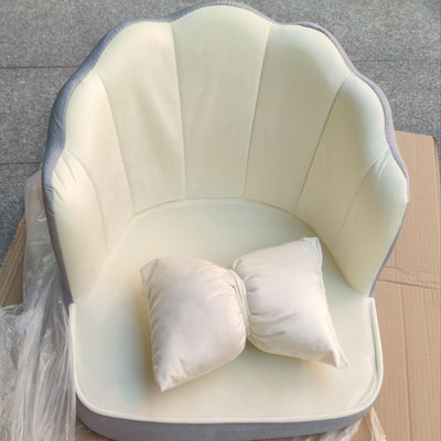 Traditional French Petal Shape Flannel Swivel Vanity Stool Backrest Armrest For Bedroom